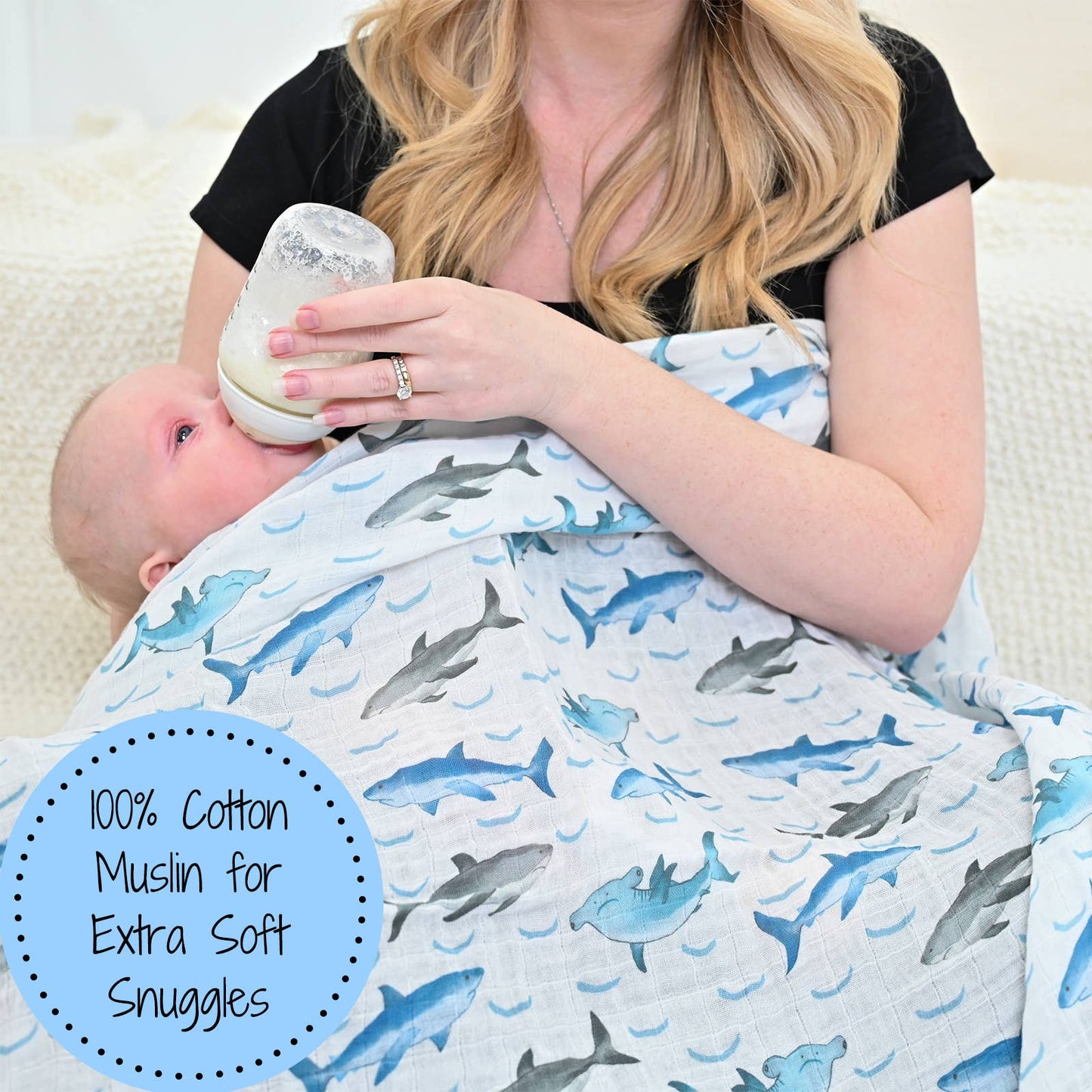 Jawsome Shark Ocean Theme Baby Swaddle Blanket