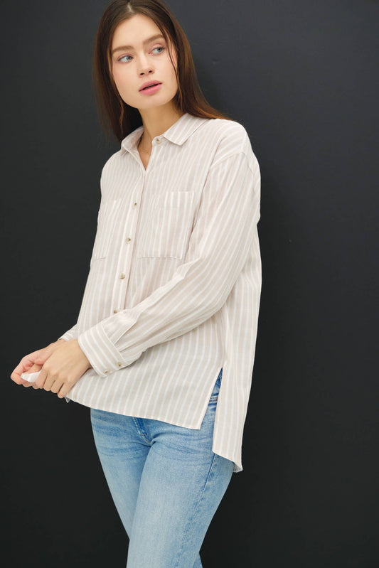 Stripe Natural Buttondown