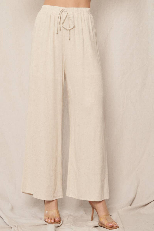 Elastic Waistband Wide Leg Pants