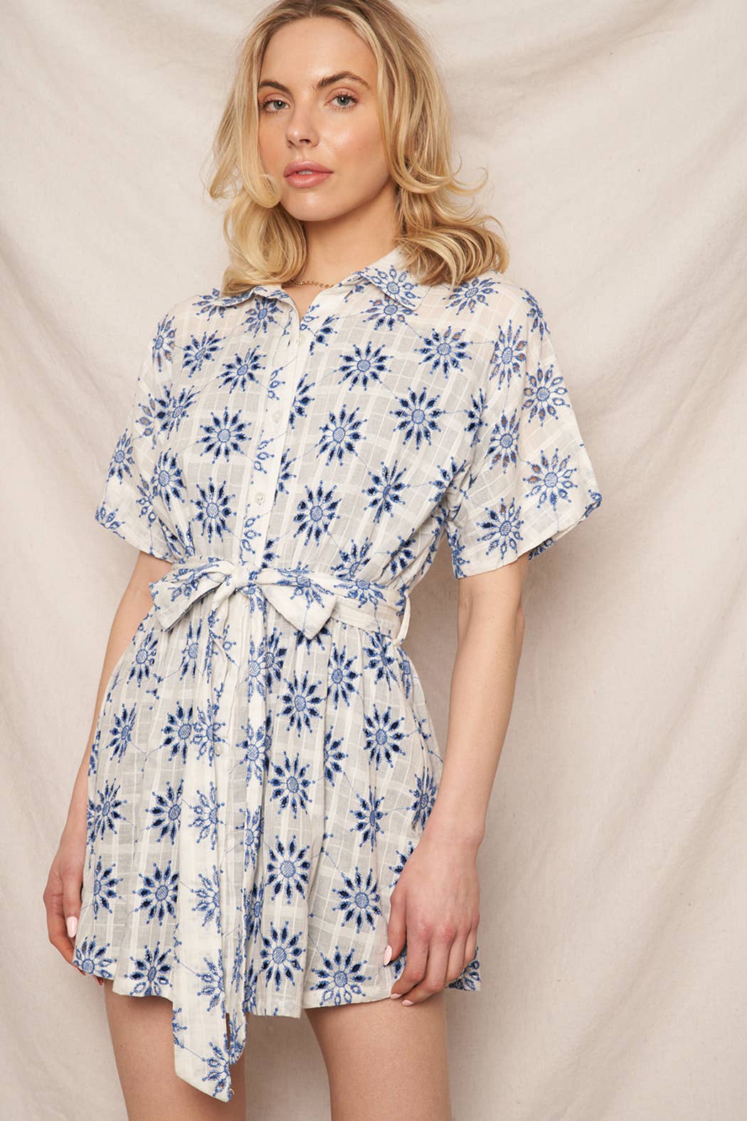 Meadow Eyelet Mini Dress