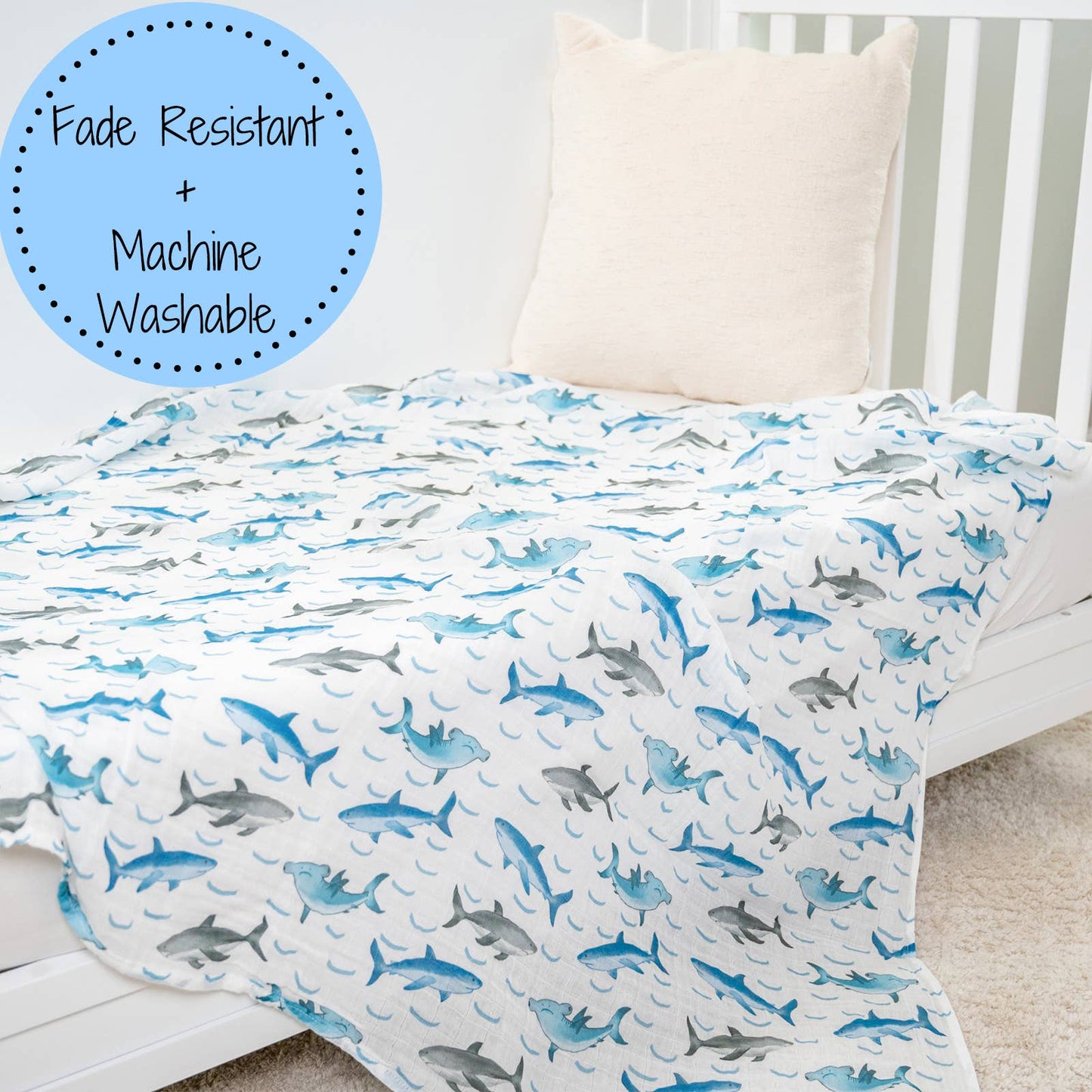 Jawsome Shark Ocean Theme Baby Swaddle Blanket