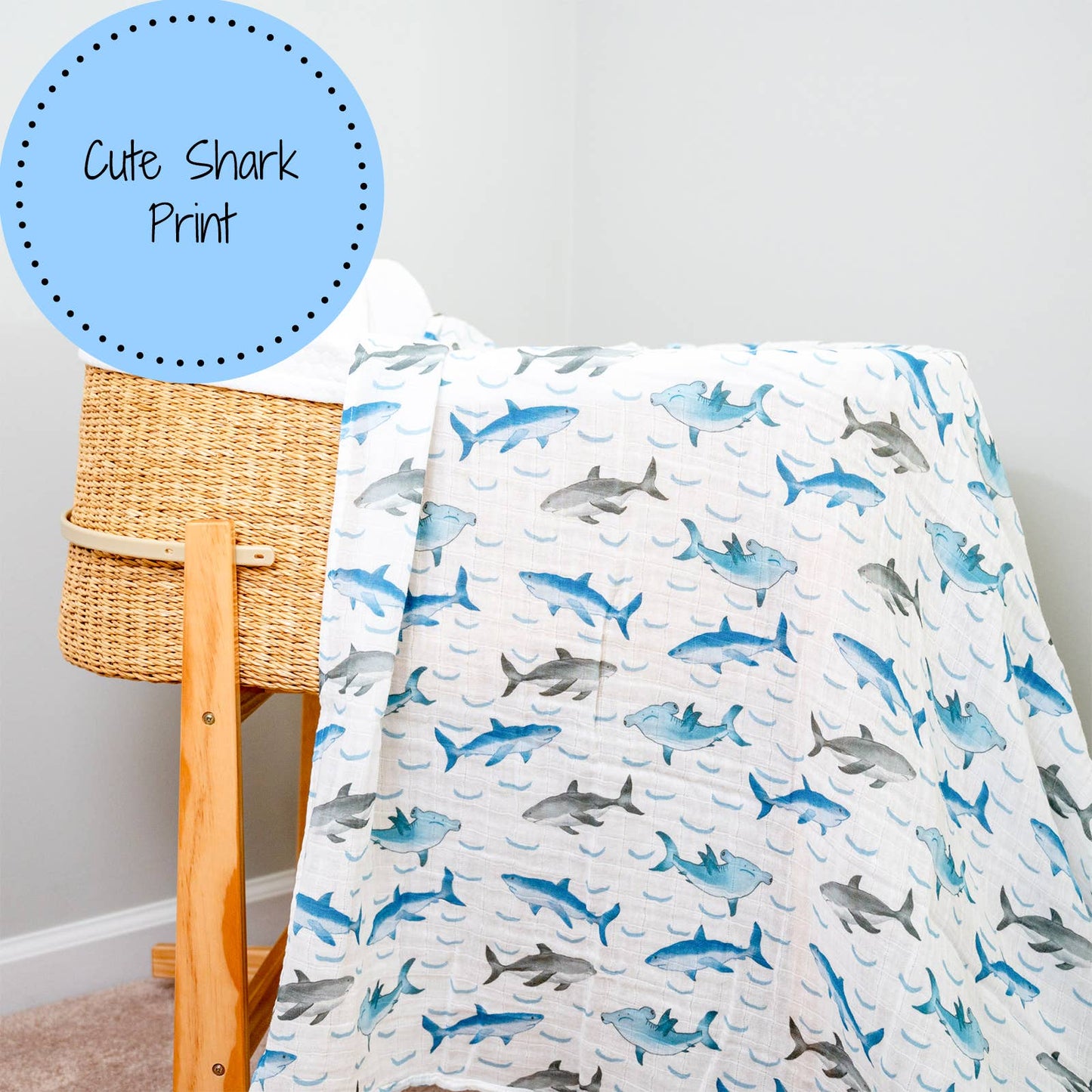 Jawsome Shark Ocean Theme Baby Swaddle Blanket