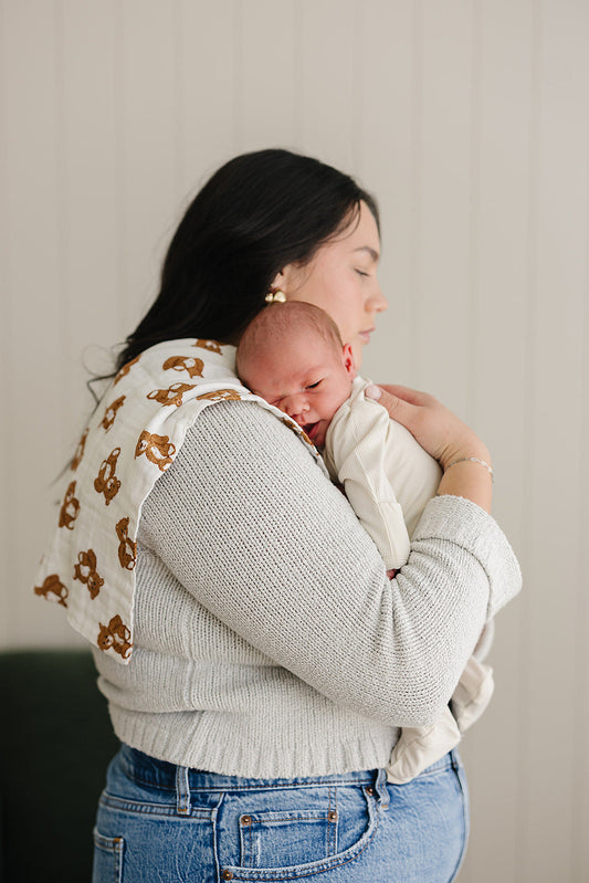 Teddy Bear Muslin Burp Cloth