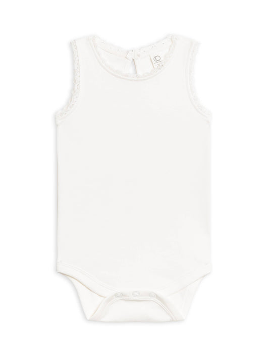 Organic Baby Luna Lace Bodysuit - Coconut