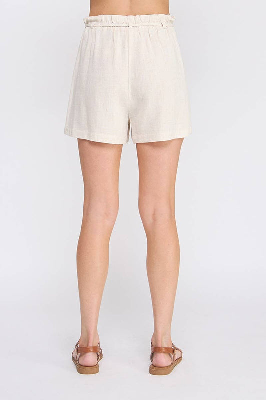 Soft Linen Drawstring Shorts with Side Pockets