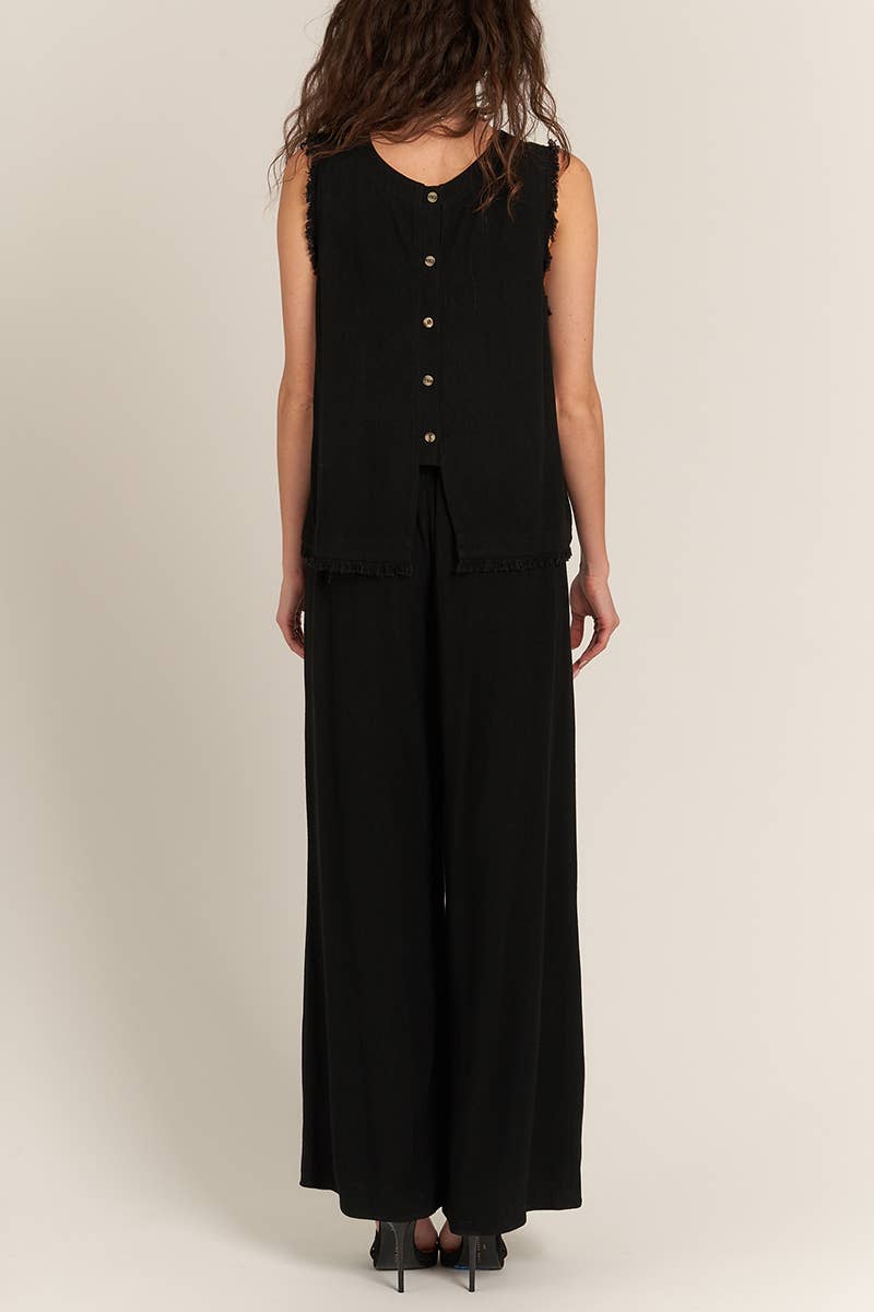 Elastic Waistband Wide Leg Pants