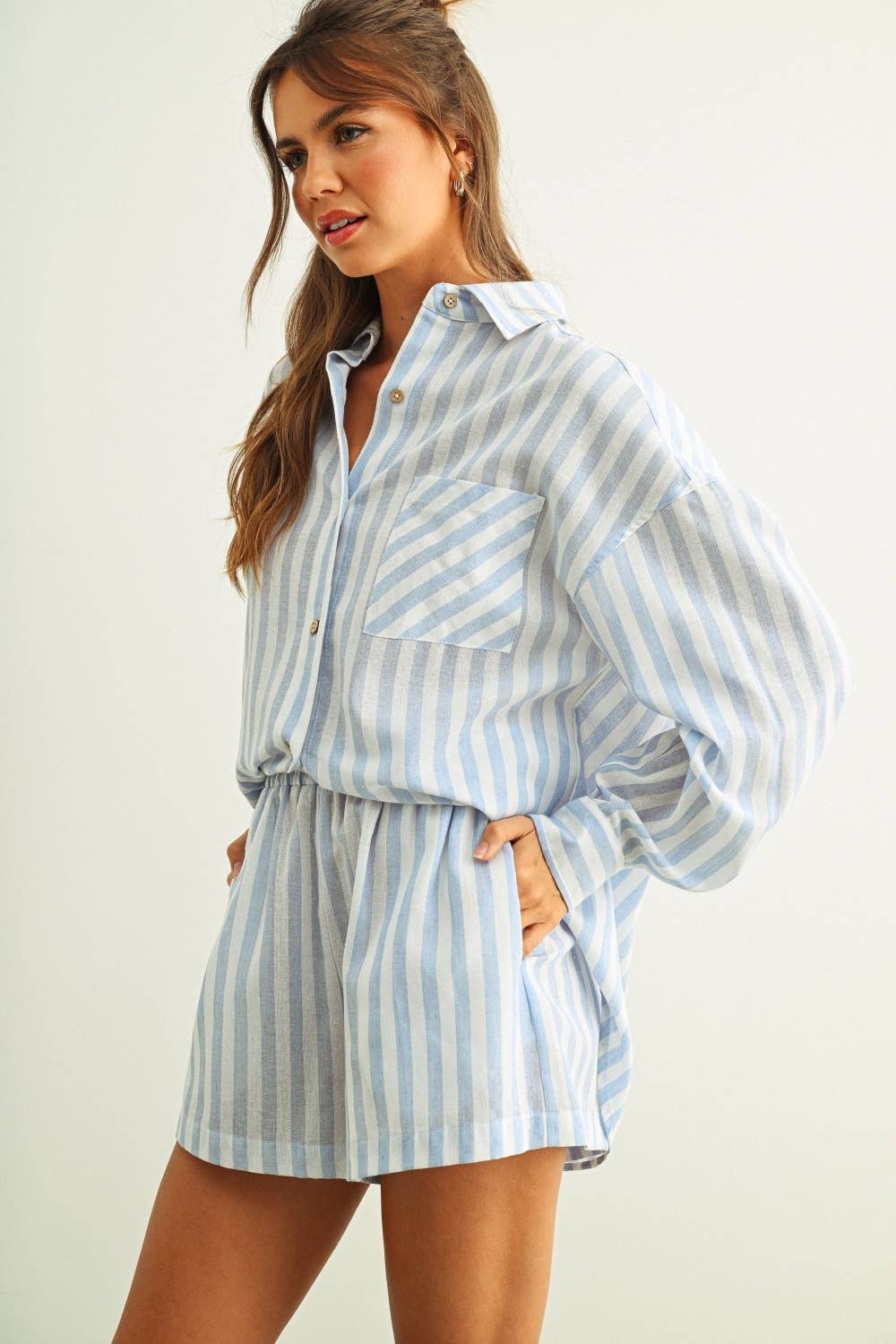 Striped Cotton Pull-On Shorts