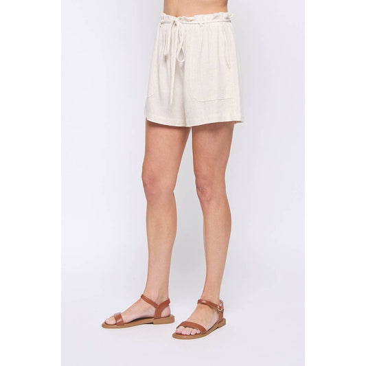 Soft Linen Drawstring Shorts with Side Pockets