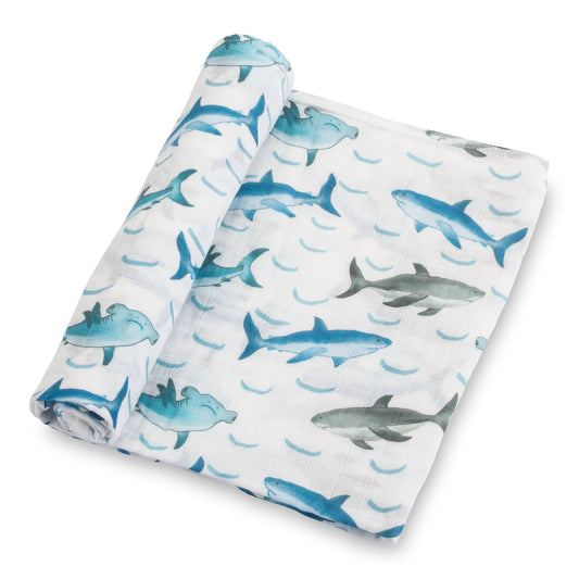 Jawsome Shark Ocean Theme Baby Swaddle Blanket