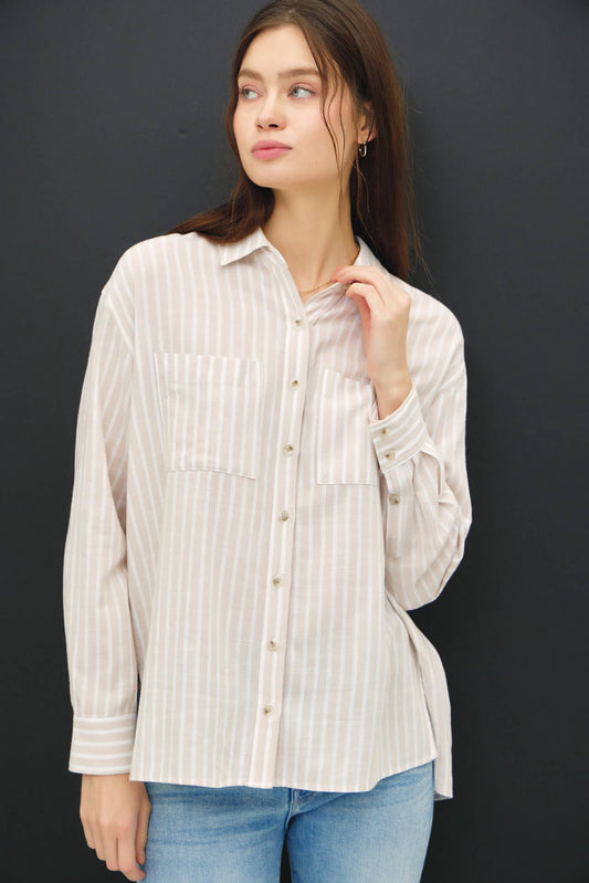 Stripe Natural Buttondown