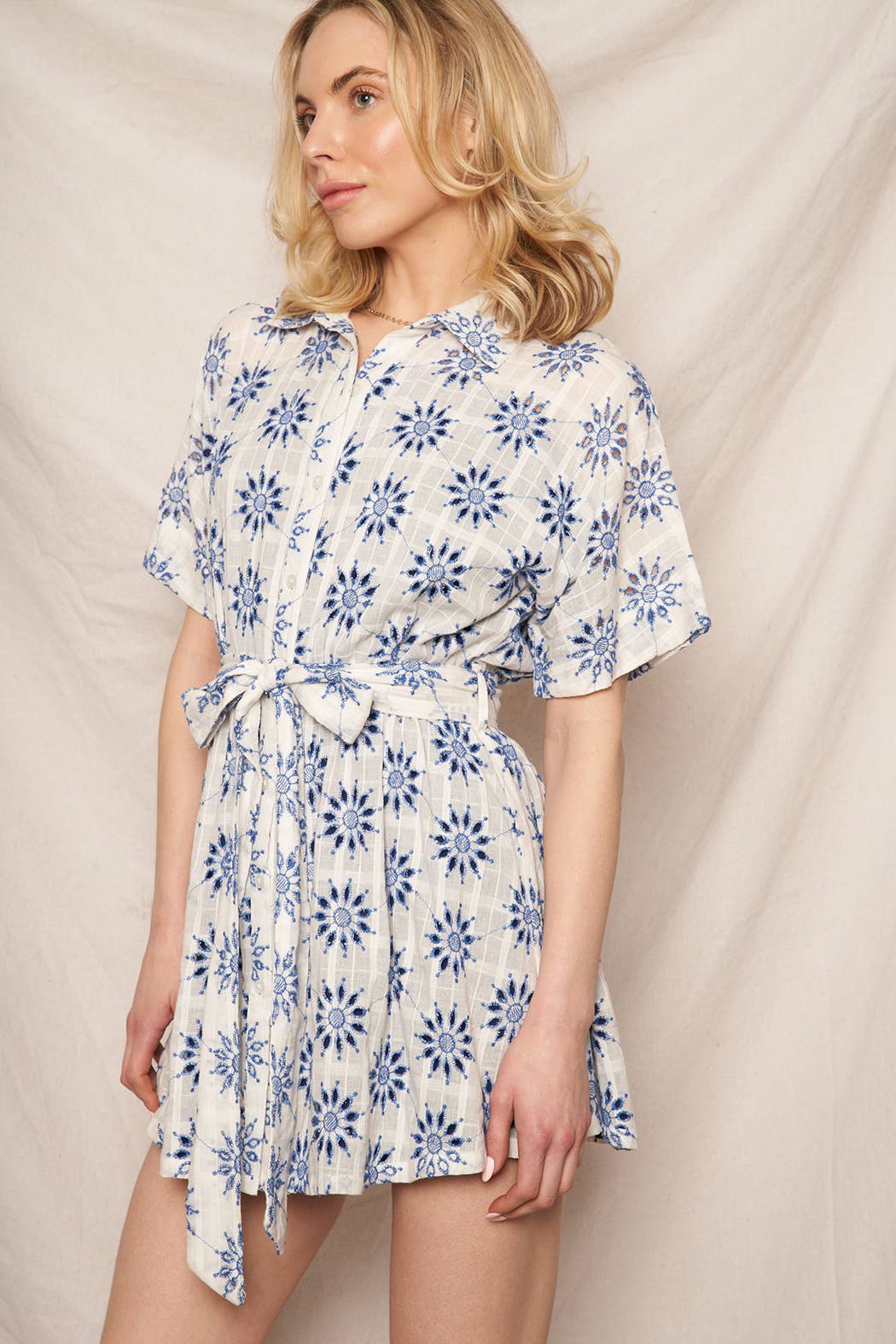 Meadow Eyelet Mini Dress