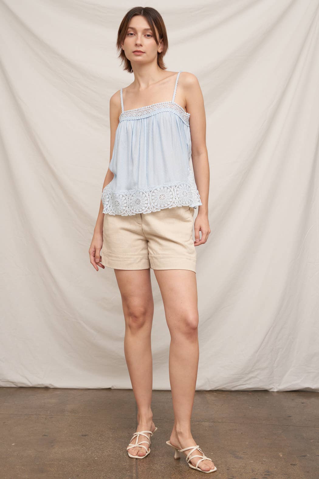 Sleeveless Lace Trim Cami Top