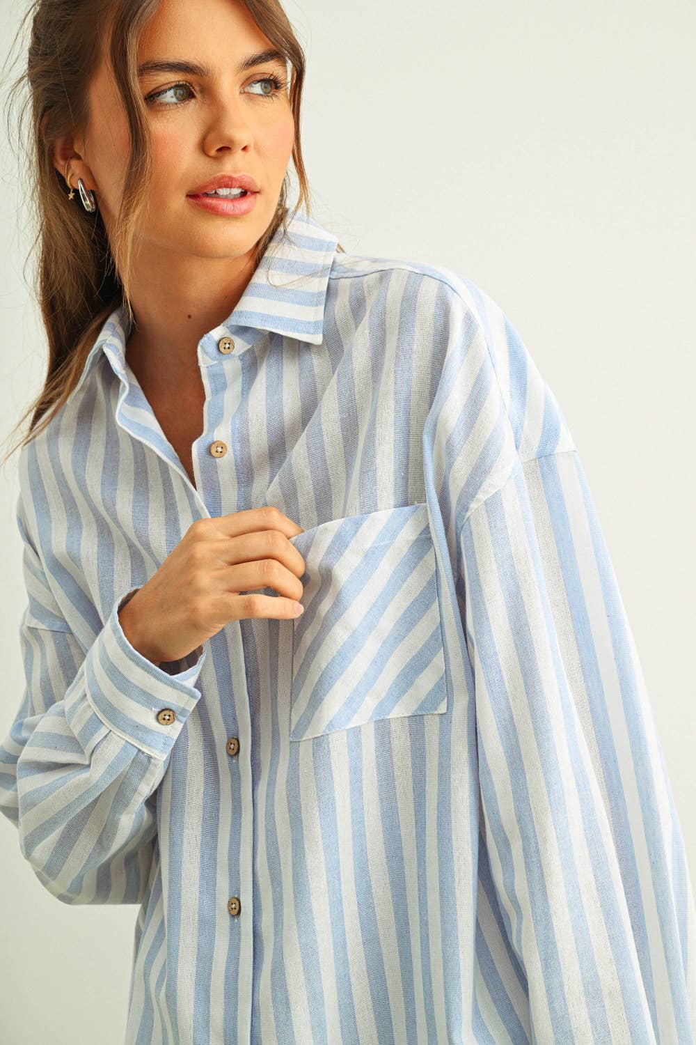 Relaxed Striped Cotton Button-Down Shirt