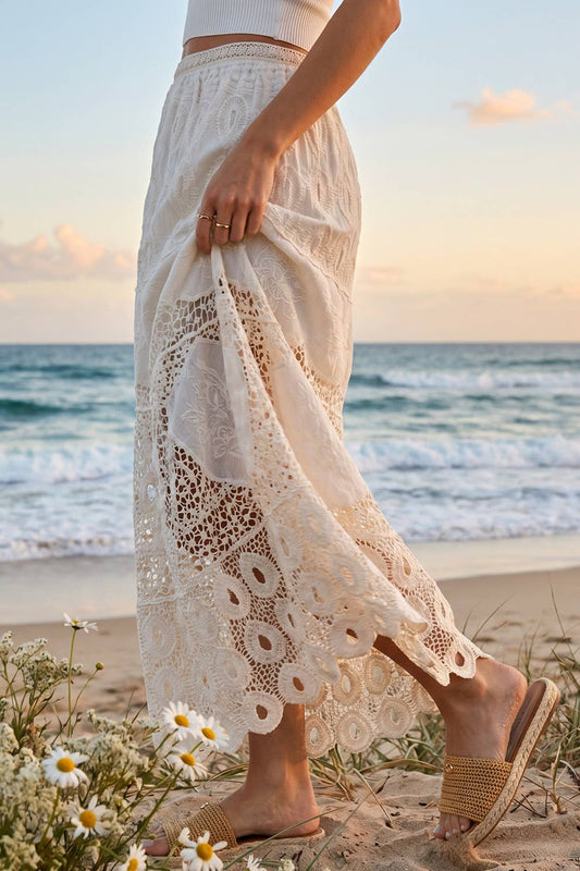 Santorini Crochet Maxi Skirt