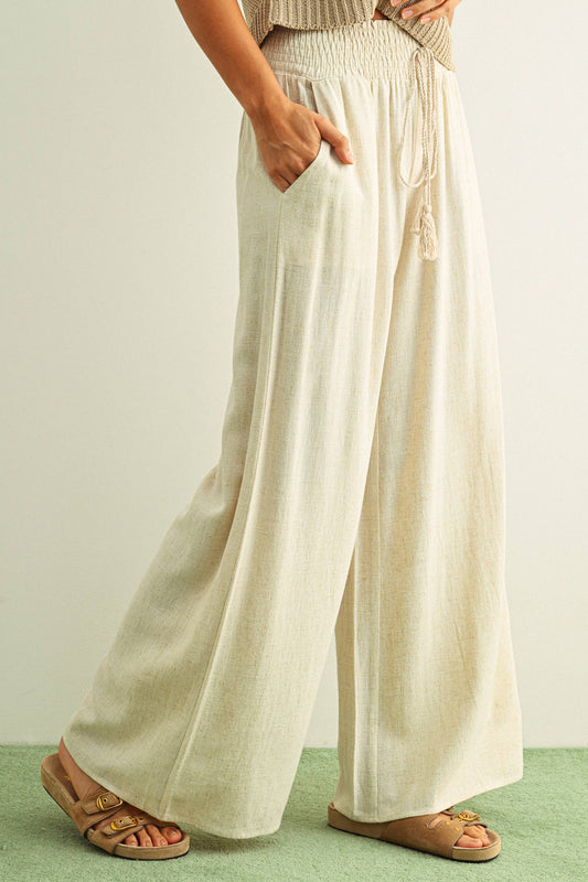 Breezy Wide-Leg Smocked Waist Pants