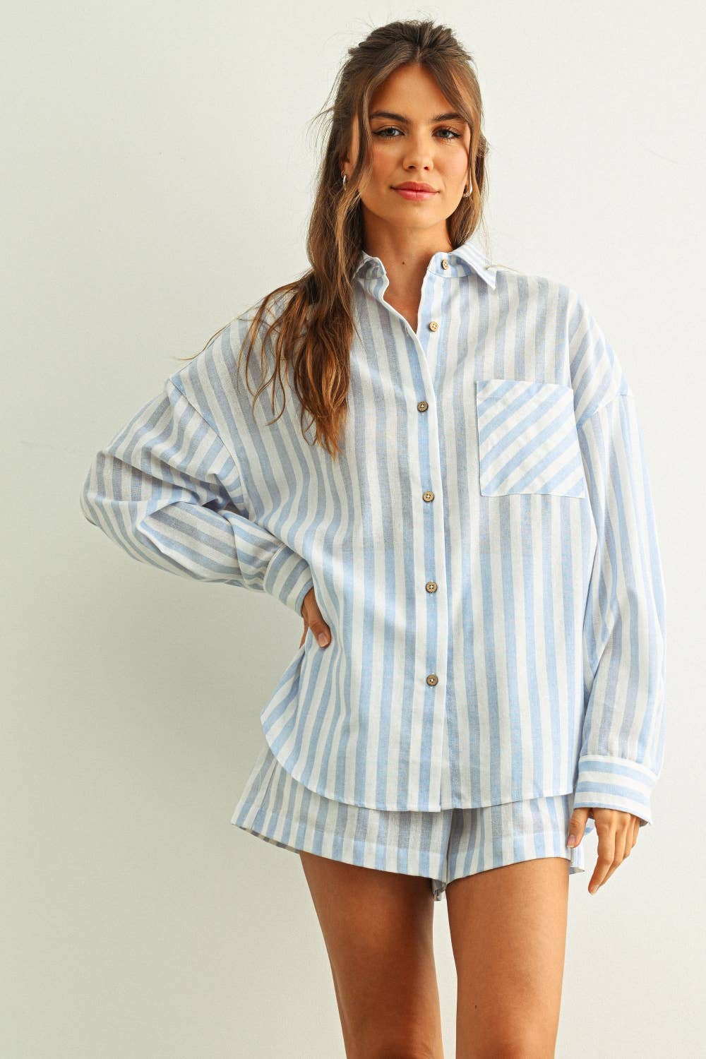 Relaxed Striped Cotton Button-Down Shirt