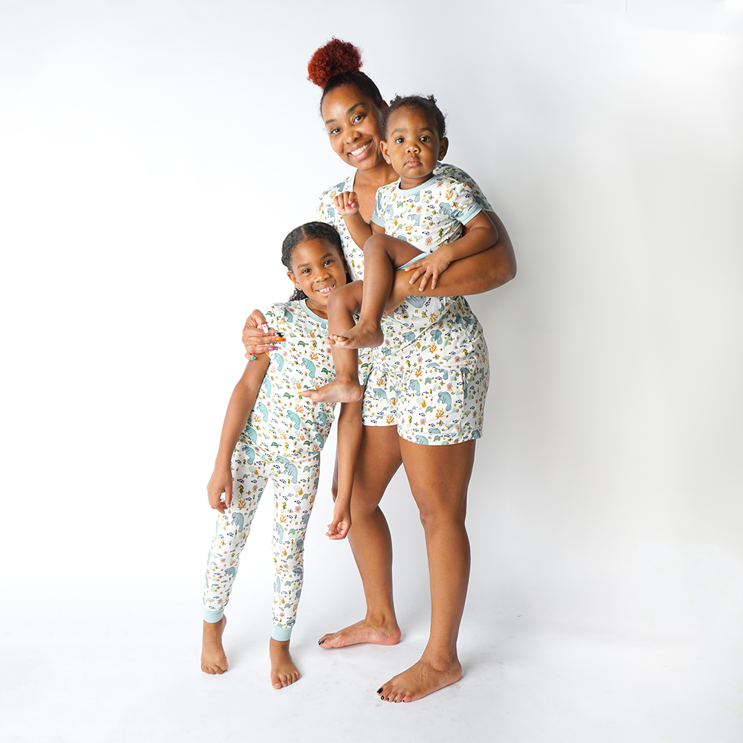 Manatee Short Sleeve Bamboo Toddler Kids Pajama Set