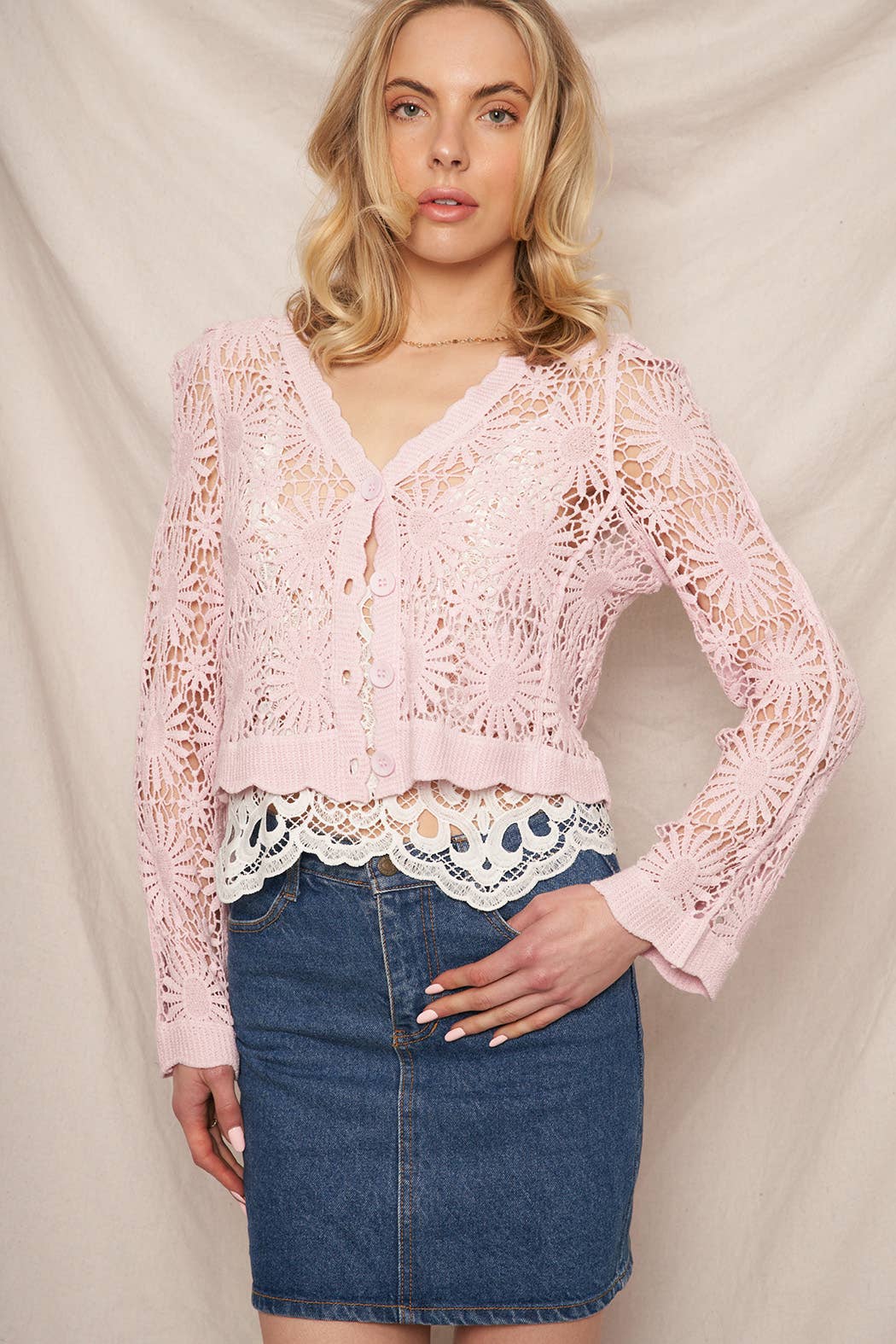 Flower Pattern Crochet Cardigan