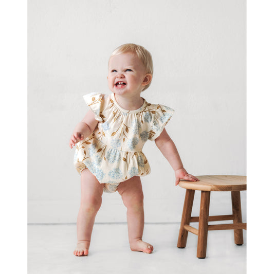 Flutter Sleeve Short Romper- Hydrangea