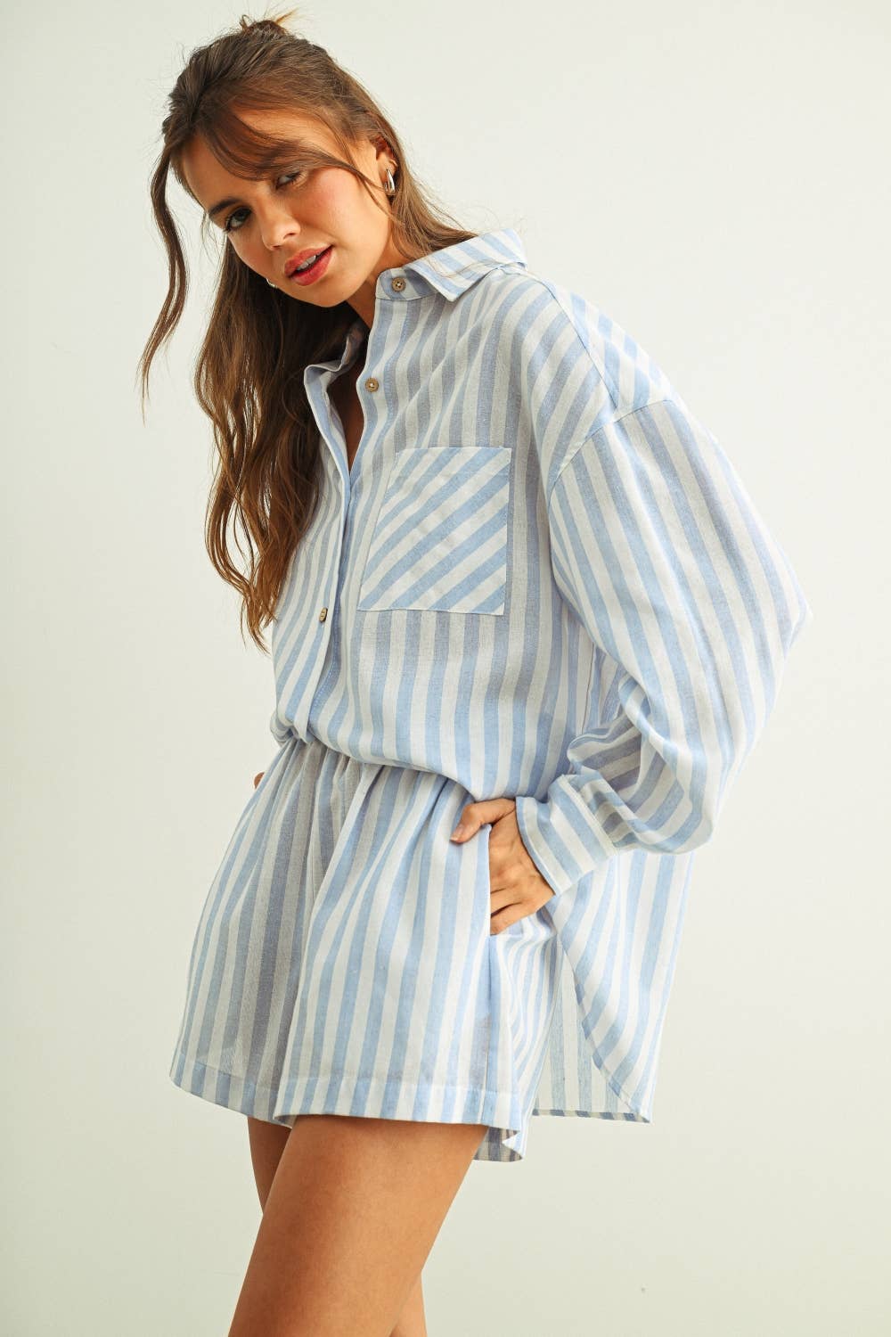 Relaxed Striped Cotton Button-Down Shirt