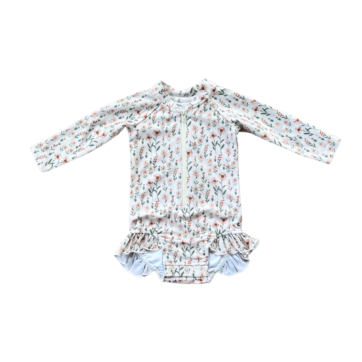 One-Piece Ruffle Rash Guard Swimsuit