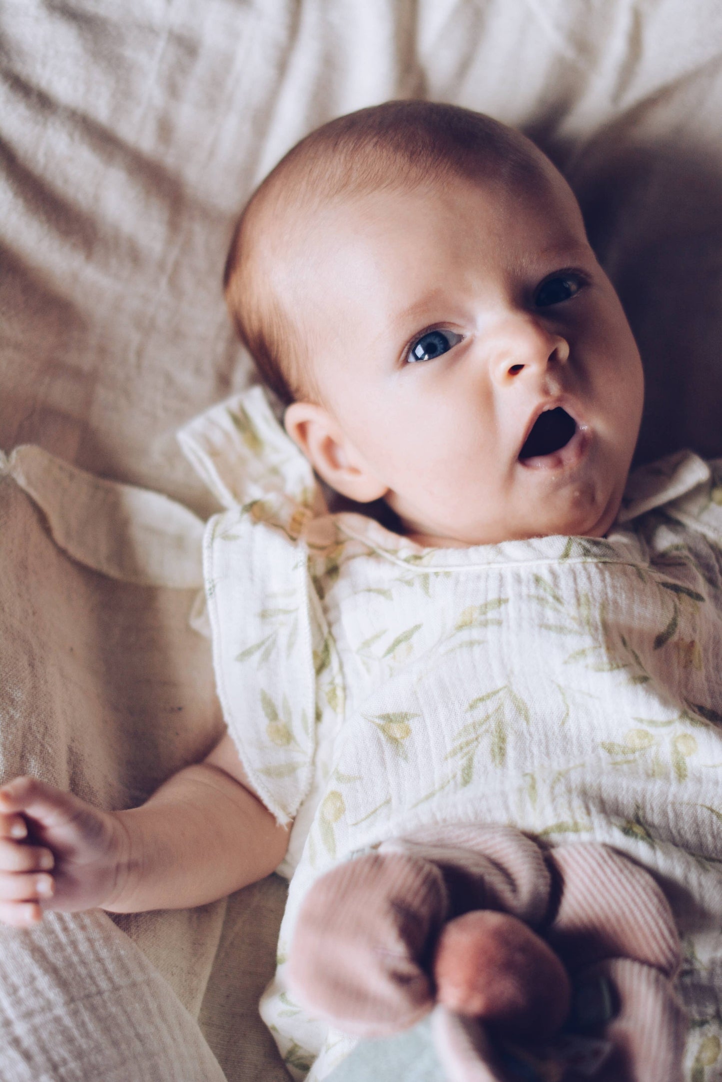 Baby Olives Pattern Muslin Romper 100% Cotton