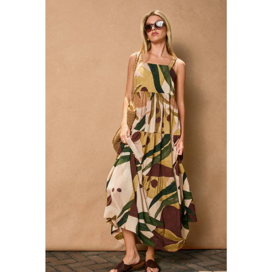 Coconut Grove Babydoll Tiered Maxi Dress