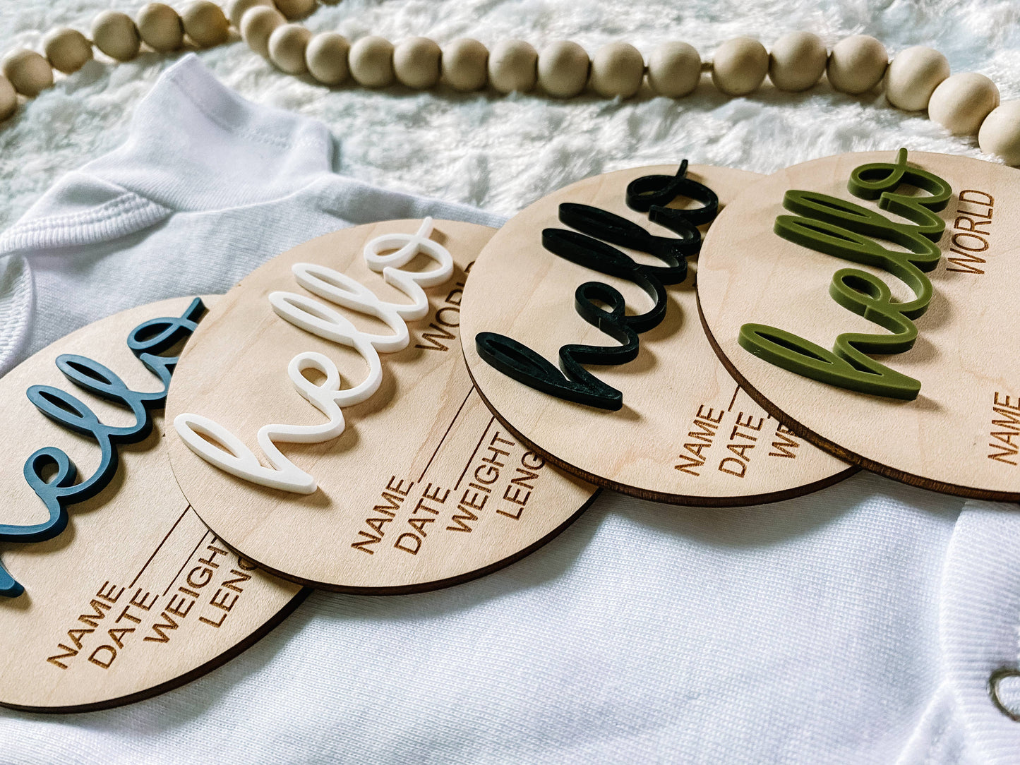 Hello World Announcement Wood Disc