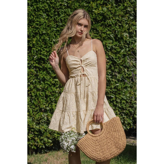 Embroidered Garden Cut-Out Mini Dress