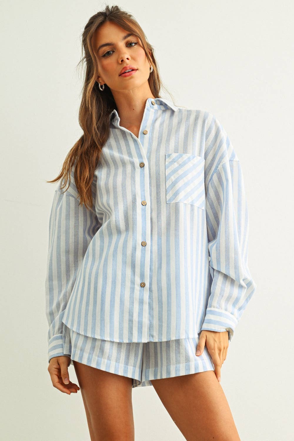 Striped Cotton Pull-On Shorts