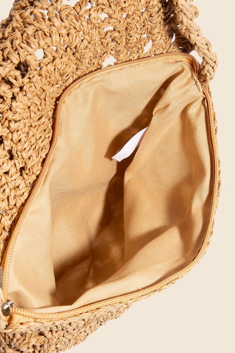 Intricate Straw Braided Envelope Hand Bag