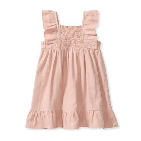 Check Gauze Organic Pink Dress