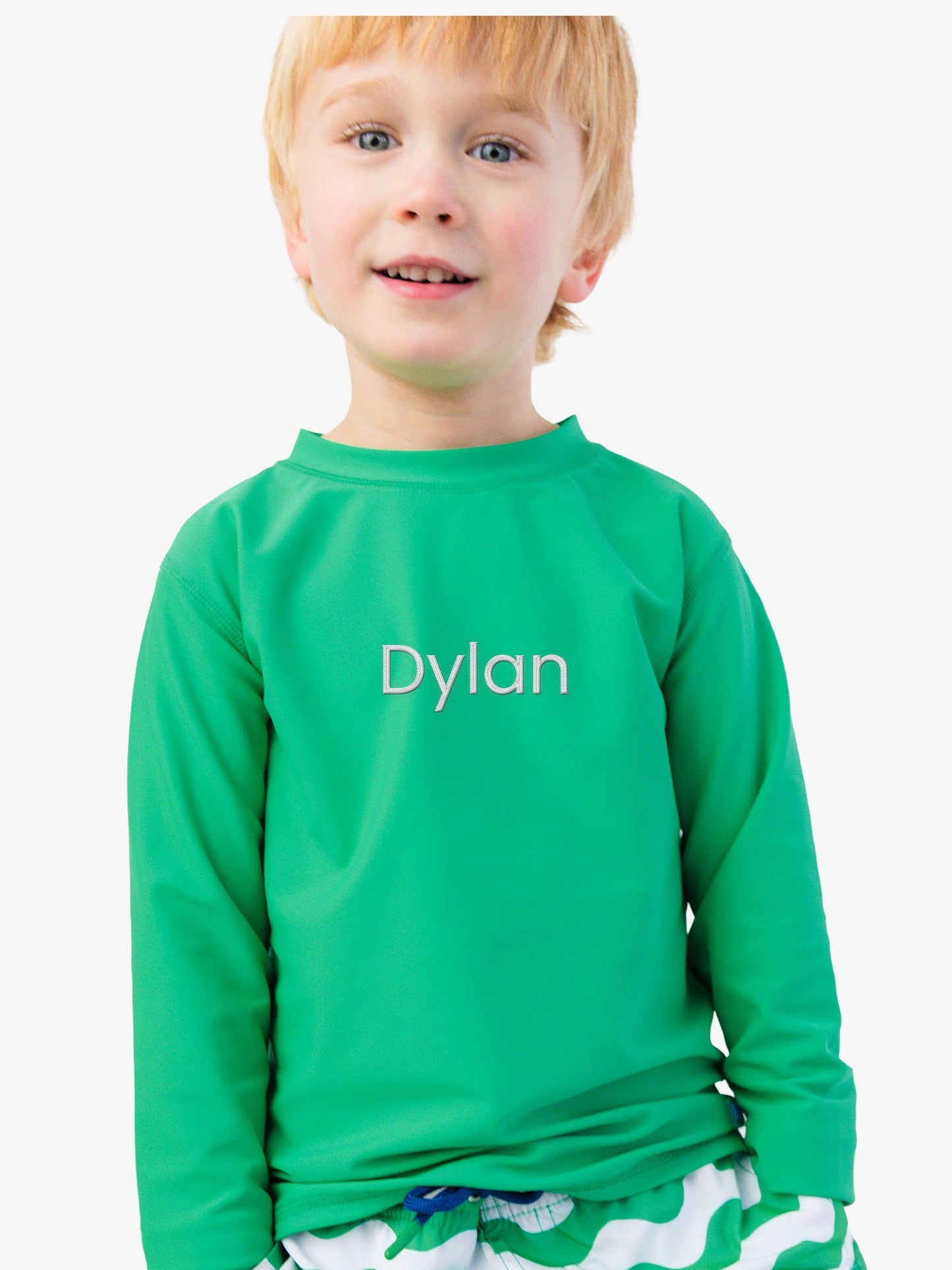 Boys Bright Green Long Sleeve Rash Guard