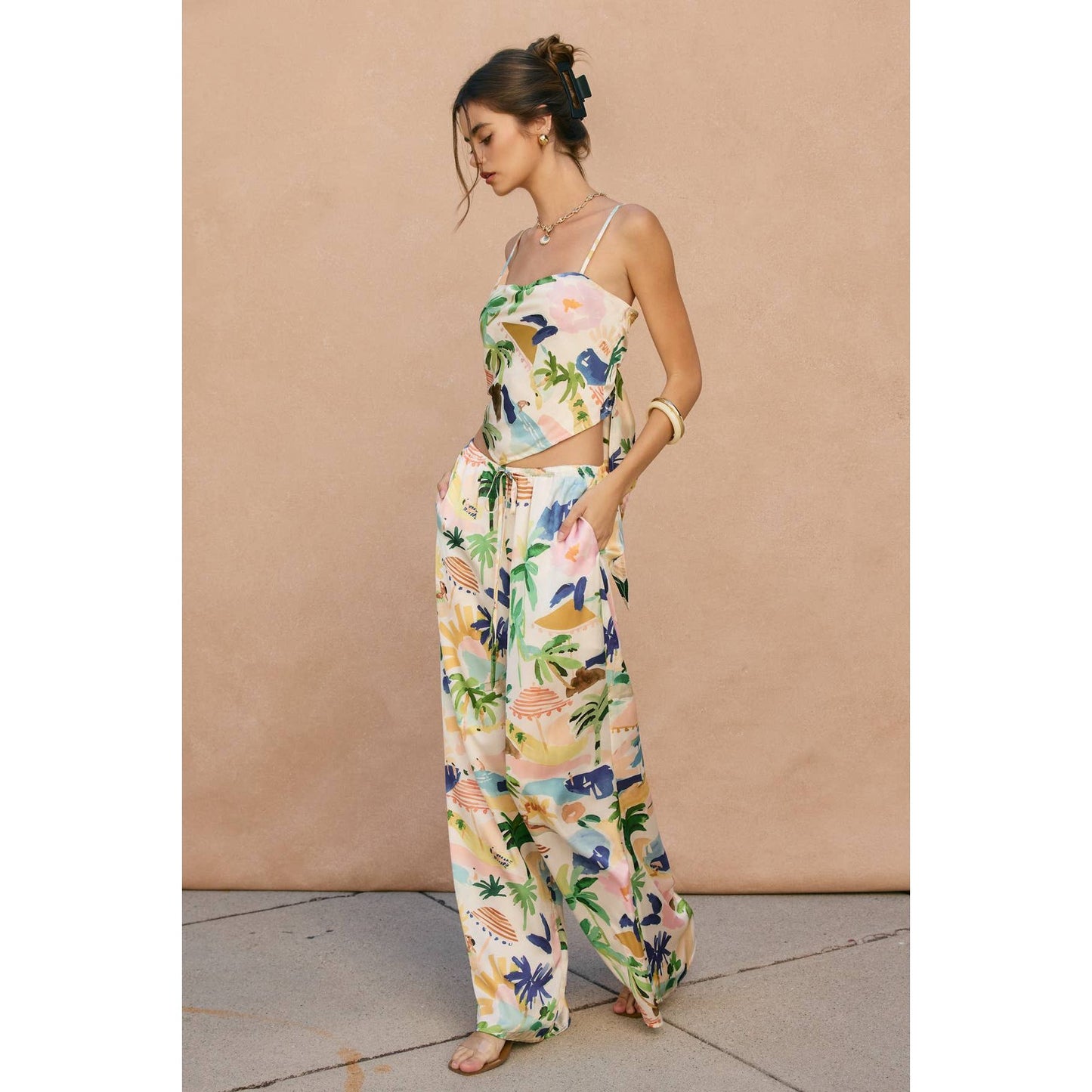 Isla Bonita Dipped Hem Tie Back Top