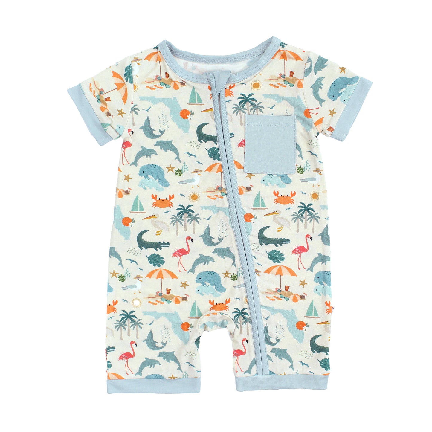 Explore Florida Souvenir Bamboo Baby Shortie Romper Jumpsuit