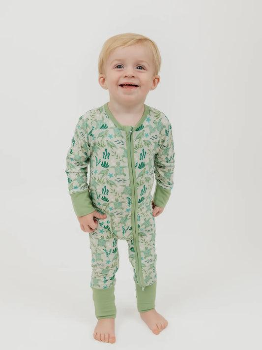 Save the Sea Turtles Bamboo Convertible Baby Pajamas